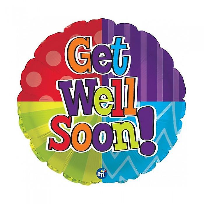 Betallic Get Well Soon Foil Dot And Stripe Balloon