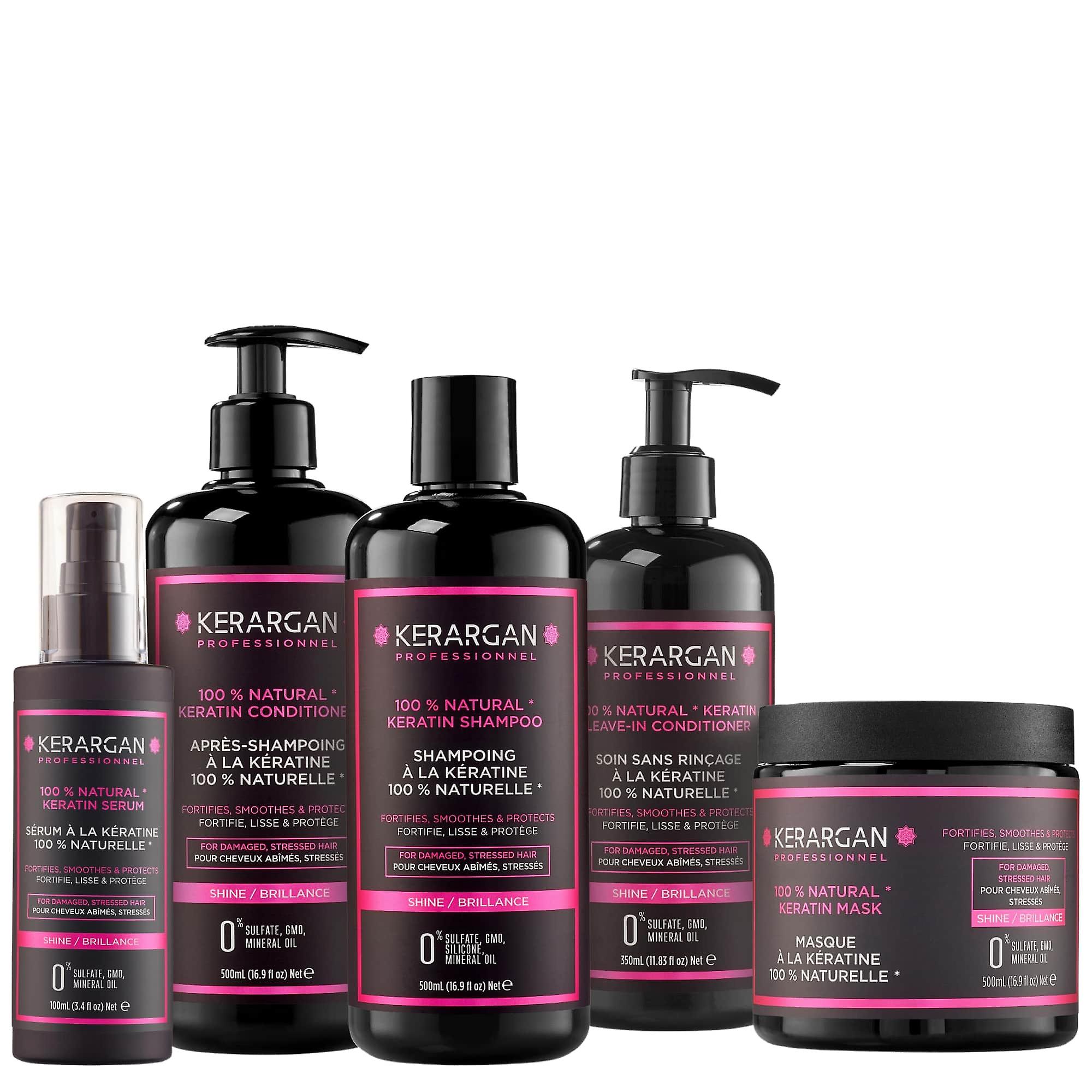 Kerargan - Ultra Repair Set Shampoo, Conditioner, Maske, Serum & Leave-In mit Keratin - 3x500ml + 100ml + 350ml