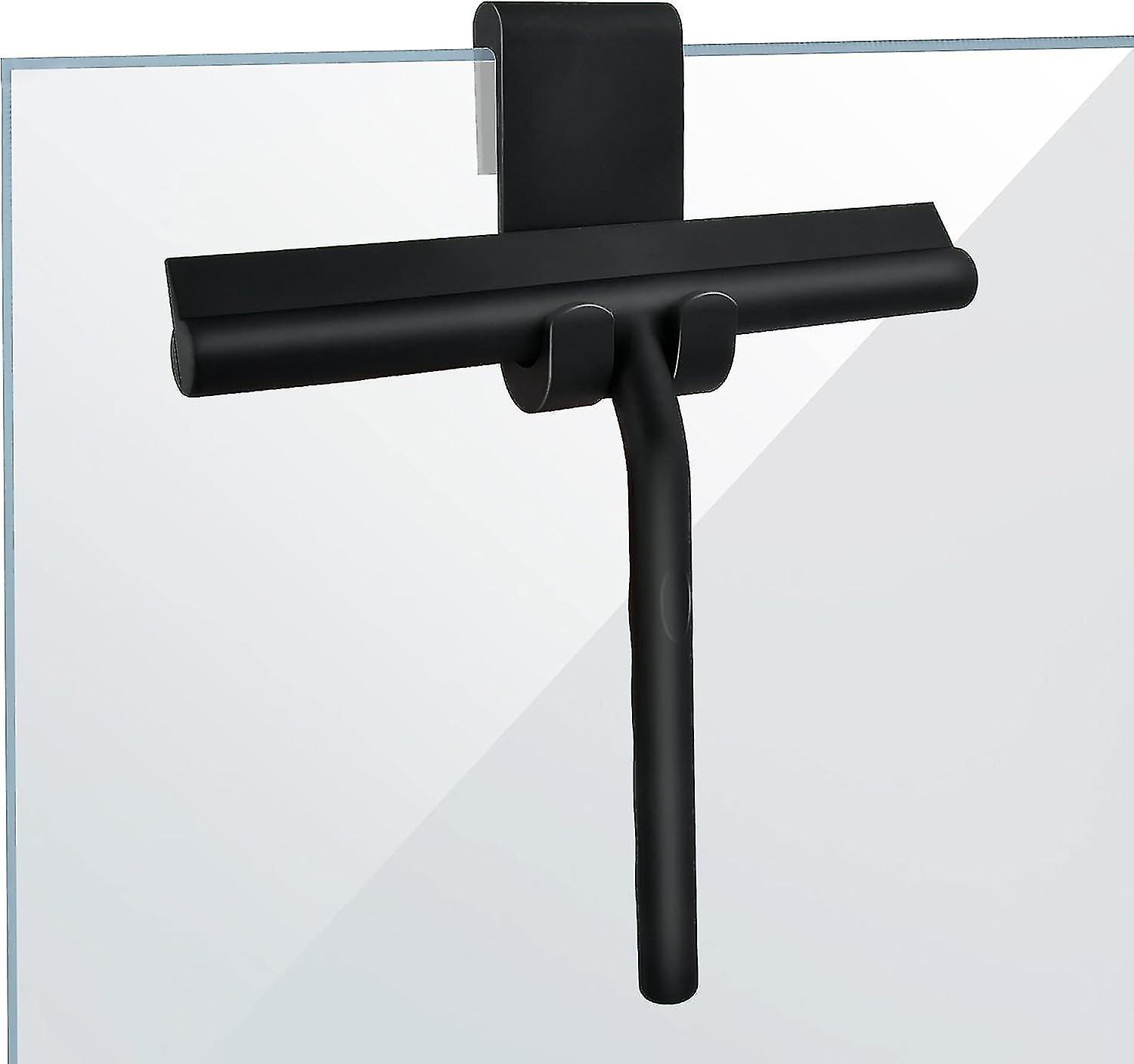 Shower Squeegee, Silicone Window Squeegee With Hanging Hook, Black Glass Wiper Scraper