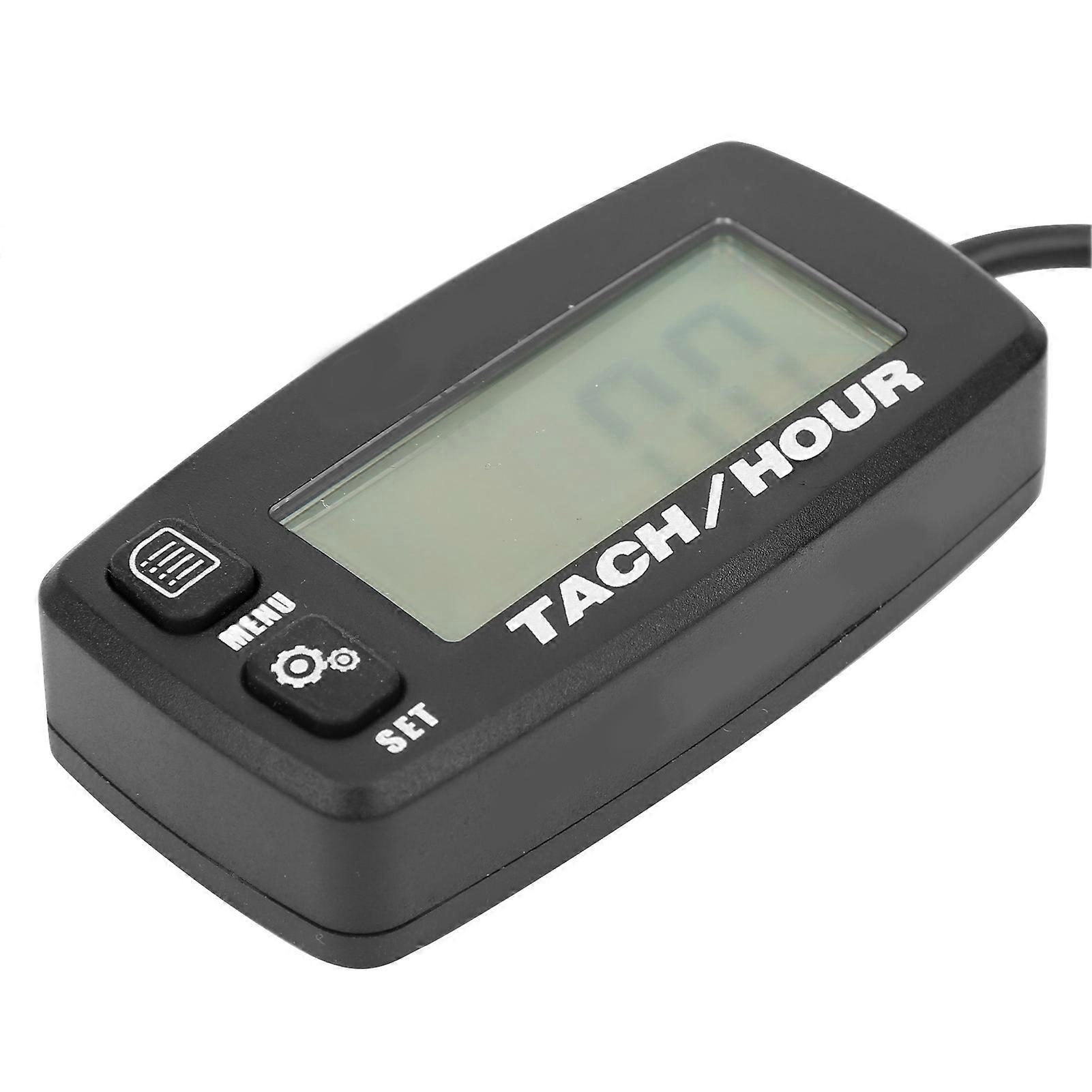 LCD Backlit Resettable Inductive Tachometer Hour Meter for 2/4 Stroke Gasoline Engines