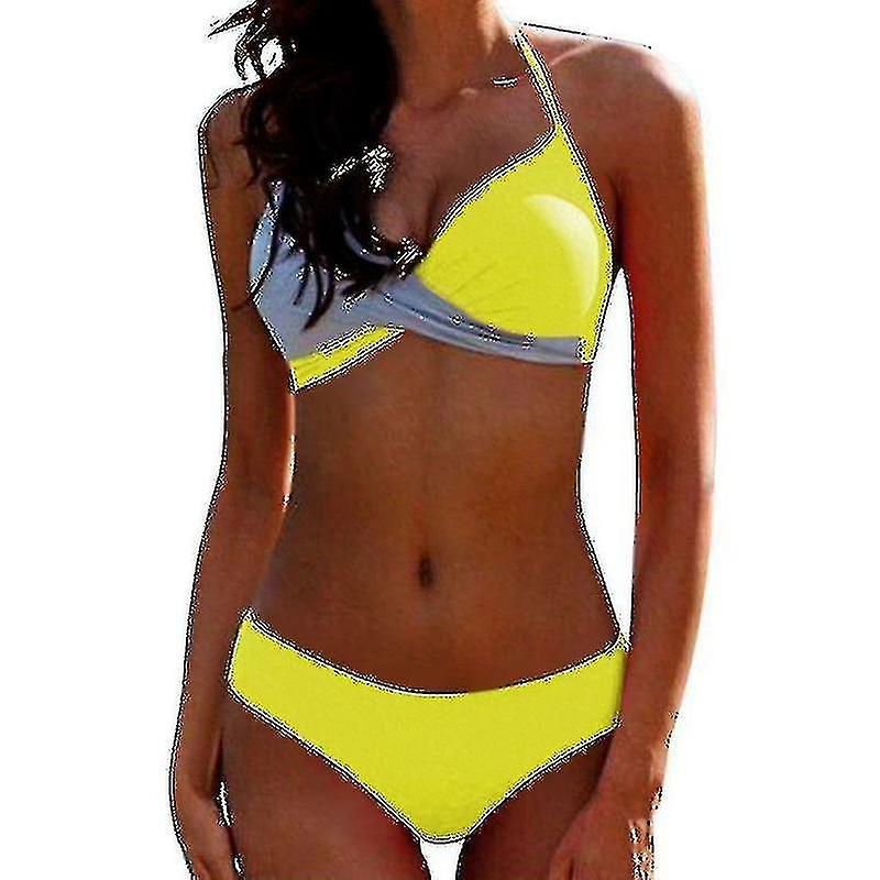 مجموعة بيكيني ملونة للمرأة مبطنة ببس أب ملابس السباحة ملابس السباحة الرسن الرقبة ملابس السباحة DFA1598