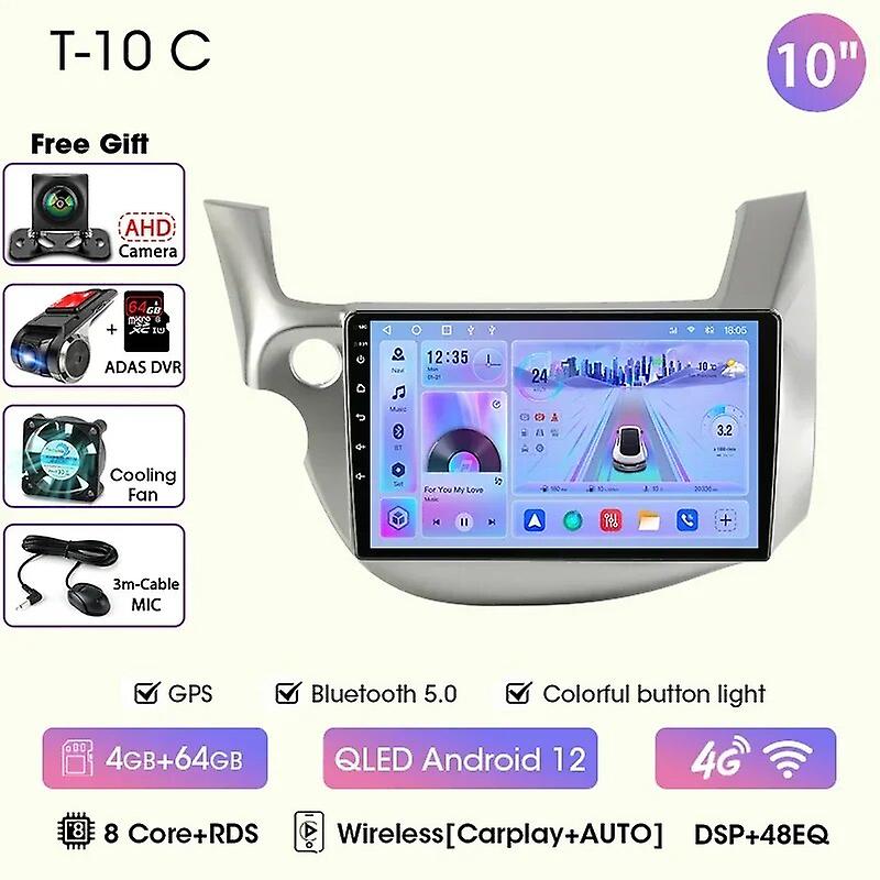 Car Stereo Radio For Honda Fit Jazz 2007 - 2014 2din Android 12 Carplay Multimidia Video Player Navigation Gps Head Unit
