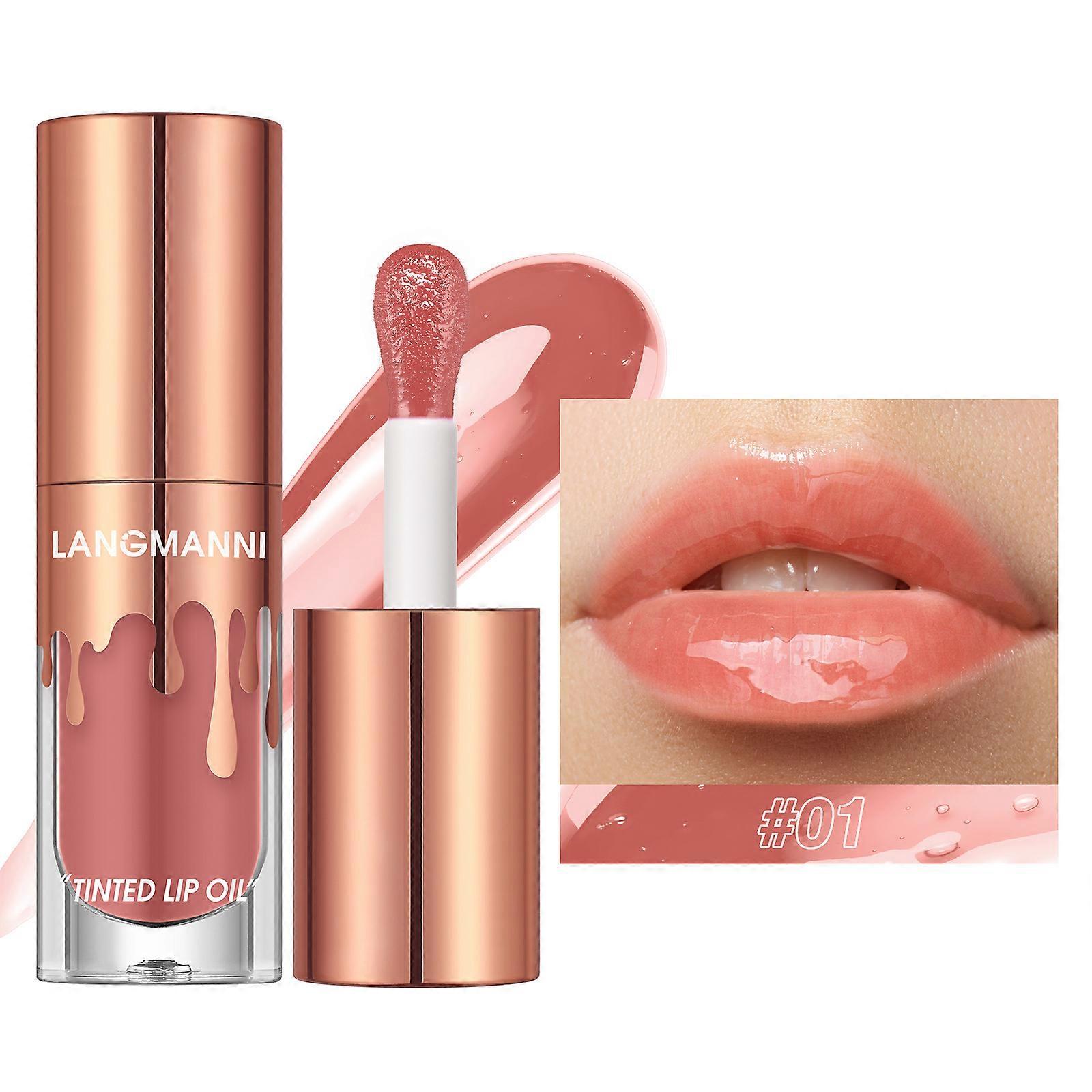 Plumping Lip Oil, Crystal Jelly Moisturizing Lip Oil, Tinted Lip Balm Lip Care Hydrating Lip Gloss, Long Lasting Nourishing Shimmer Shine Make Lips Fu