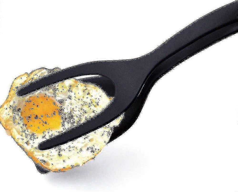 Fried Egg Spatula, 2-in-1 Silicone Egg Spatula Pancakes Tongs,black