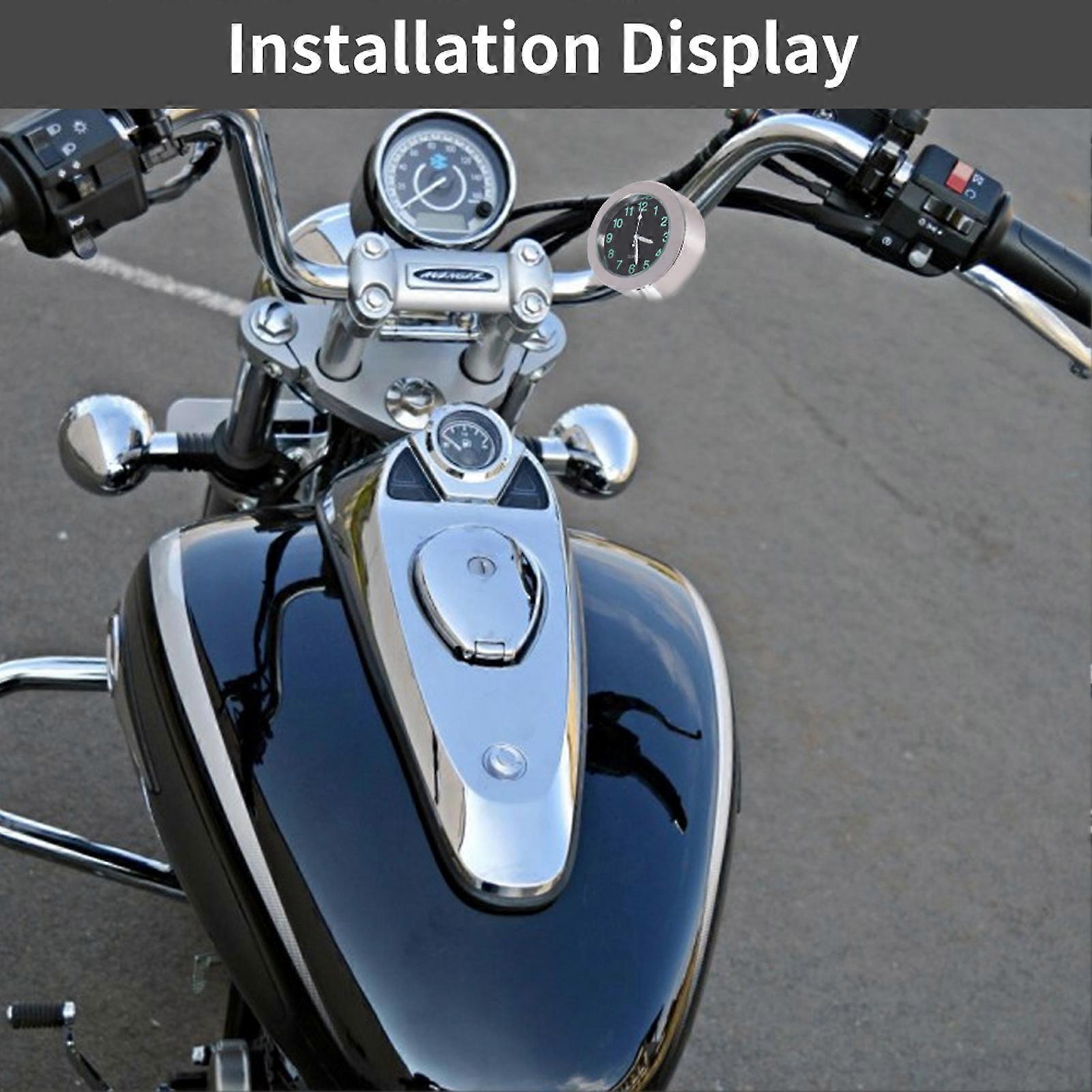 1pc Silver Motorcycle Waterproof Handlebar Glow Mount Clock Watch Universal NO.88016