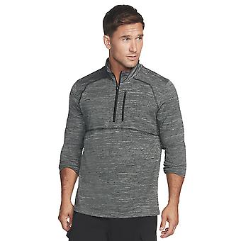 Skechers Mens On The Road Mock Neck Heathered 1/4 Zip Midlayer Sweater