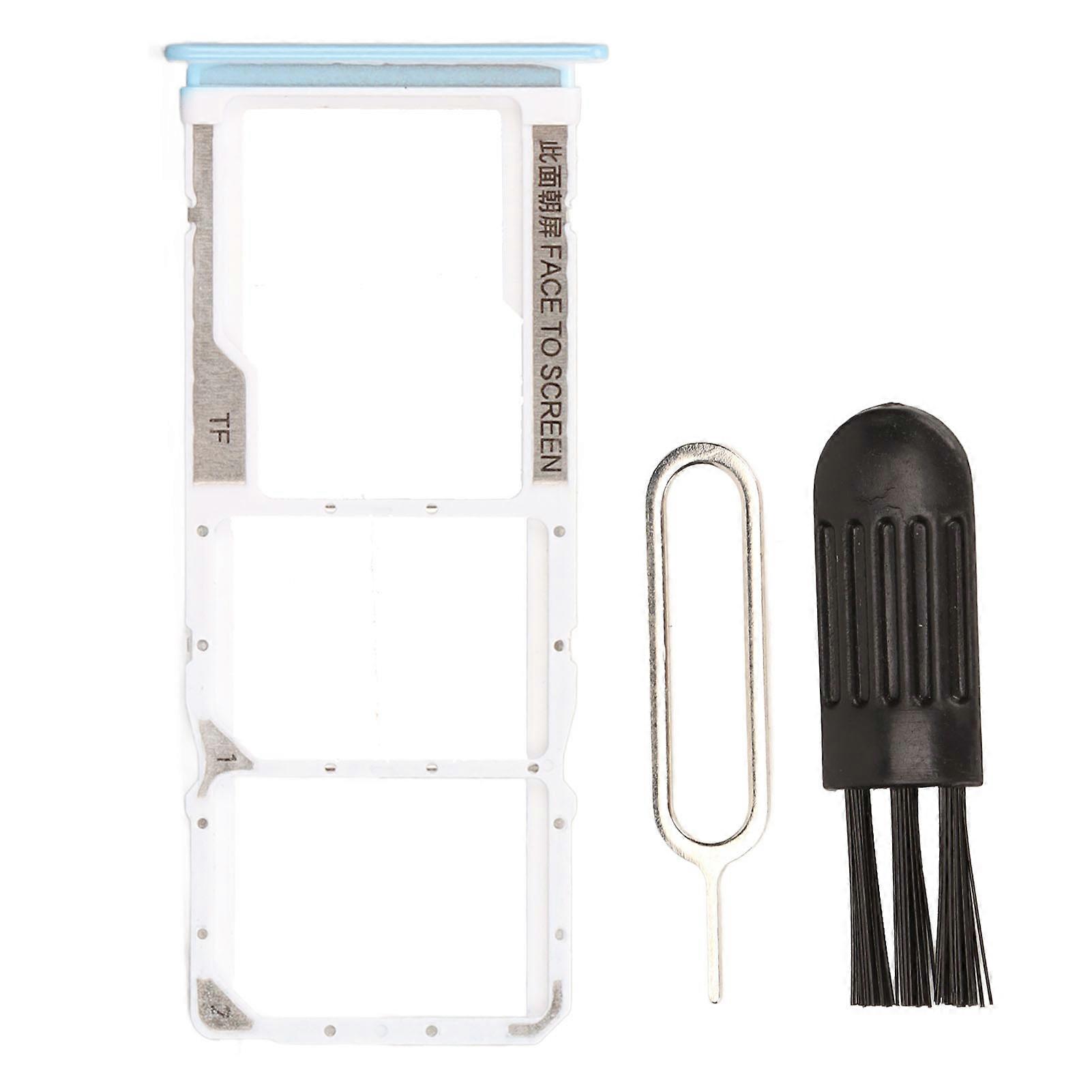 Replacement Sim Card Tray Memory Card Slot Holder with Eject Pin Brush for Xiaomi Redmi Note 9 Light Blue