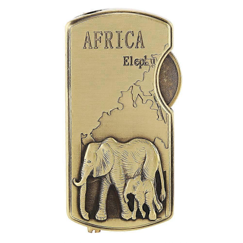 Windproof Bronze Relief Butane Gas Refillable Cigarette Lighter Without Gas (Elephant)