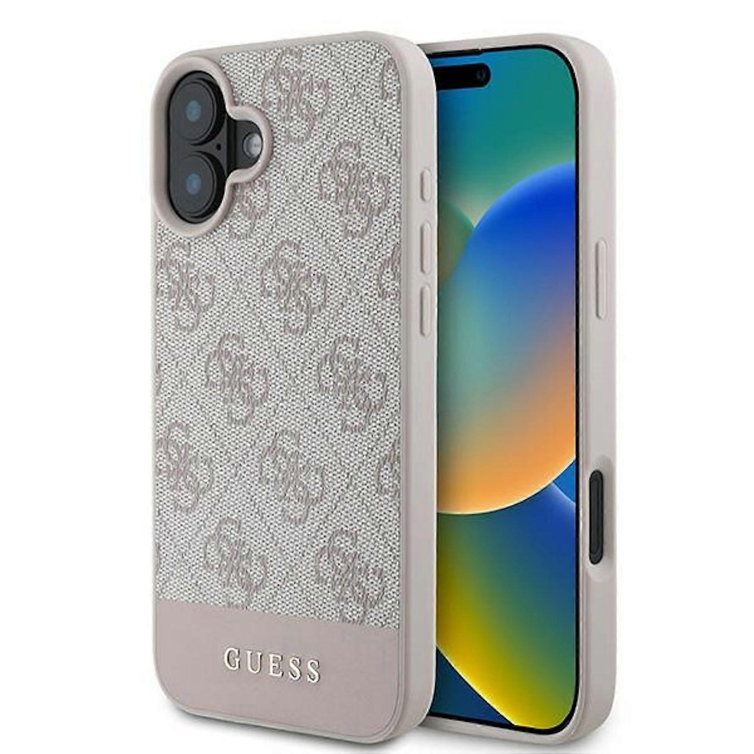 GUESS Apple iPhone 16 Plus Hardcase Design 4G Bottom Stripe Case Pink