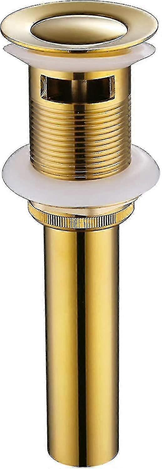 Bathroom Sink Drain Gold, Brass Pop Up Drain, Vanity Sink Stopper Drain Assembly, With Overflow