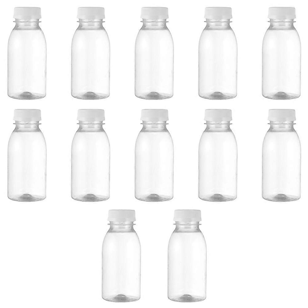 12Pcs 250ML Transparent Plastic Milk Storage Bottles Beverage Drinking Bottles