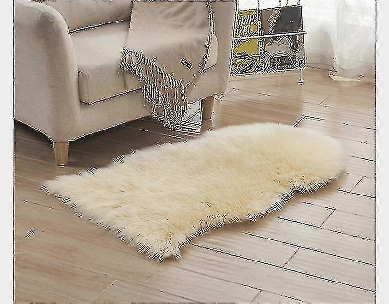Fluffy Faux Fur Fåreskind Tæppe Stue Soveværelse Gulvtæpper Hjem Decor