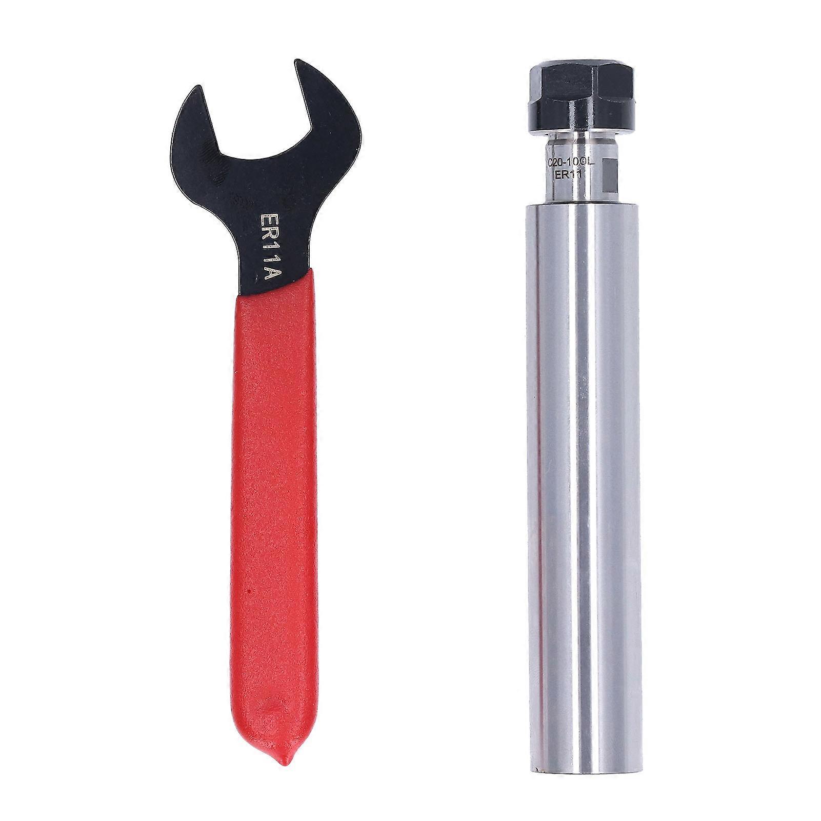 2Pcs Router Collet Extension Rod C20 Holder Straight Shank Tool Set Kit with WrenchC20?ER11A?100L 100mm Shank Length