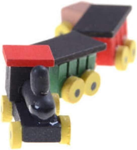 Mini Trä Tåg Dockhus Simulering Hus Modell Dekor Tillbehör Leksak GåvaRöd