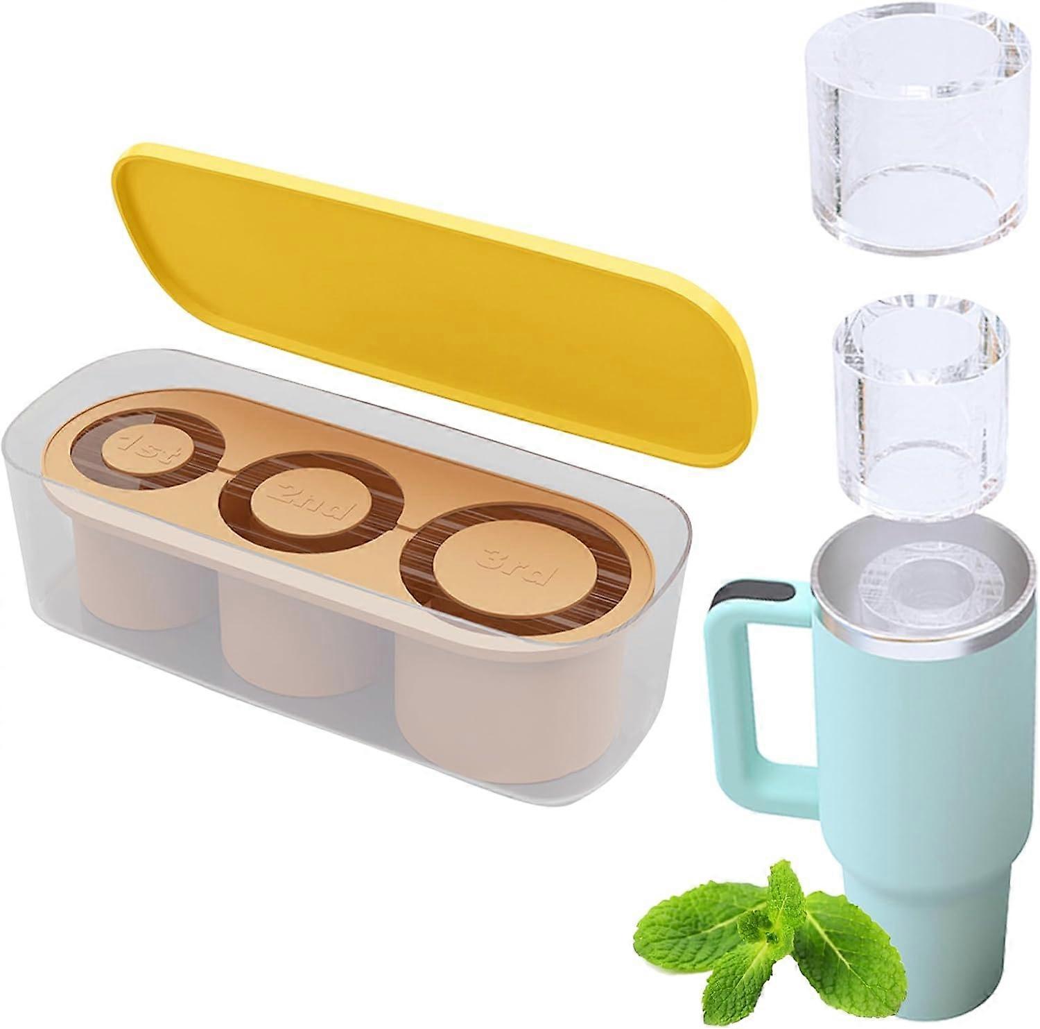 Ice Cube Tray Molds Silicone Ice Cube Maker Making 3 Ring Ice Cube Compatible for Stanley Cups for Drinks Coffee Cocktails