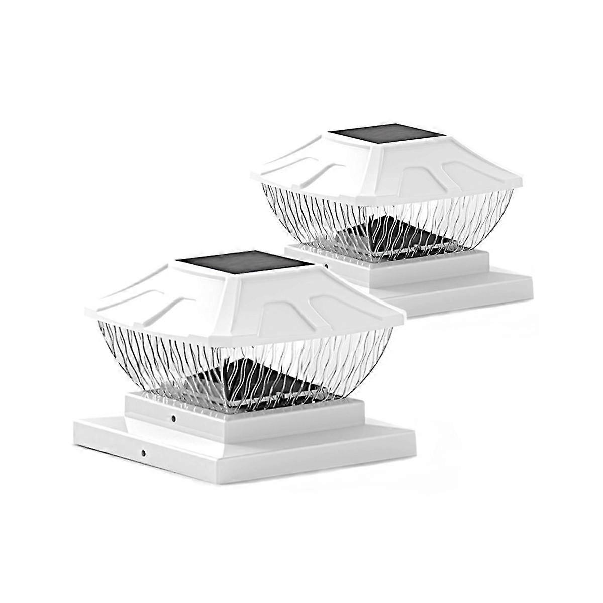 Solar Post Cap Lights Outdoor - 2 Pack 2 Modes Solar Deck Fence Lights, IP65 Waterproof Solar Power