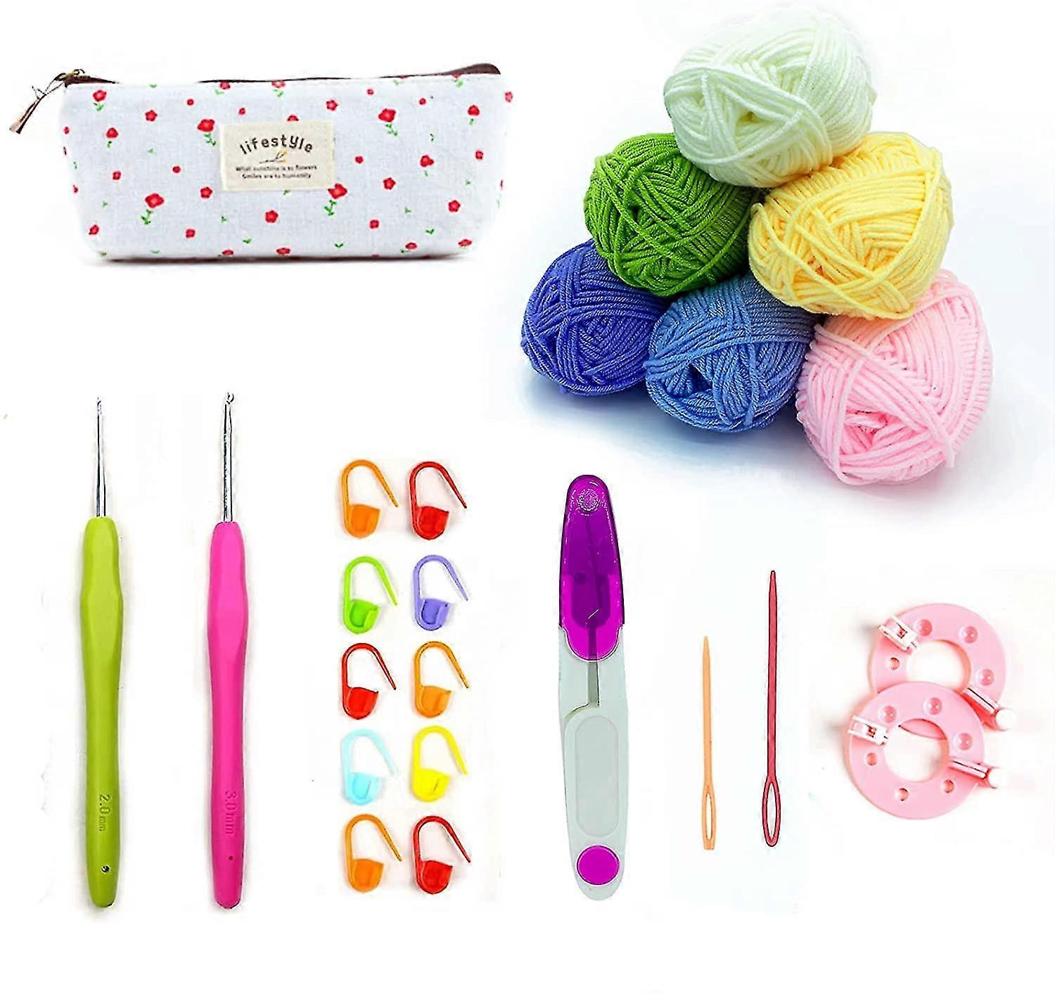 Crochet Knitting Double Knitting Yarn Kit, Soft Acrylic Yarn In Basic Color With