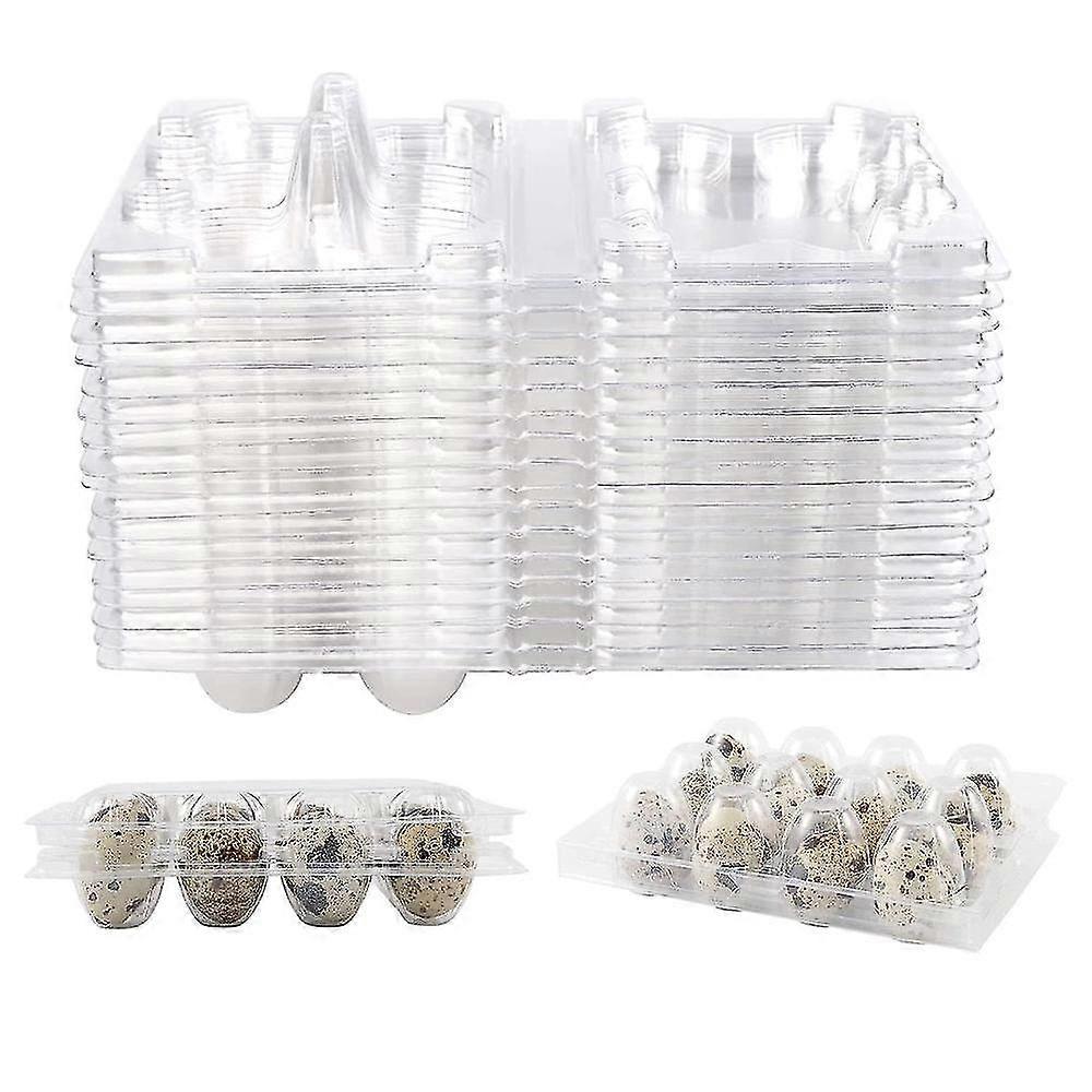 100pcs 12 Grids Quail Egg Box Reusable Quail Egg Cartons Egg Storage Box Transparent Fridge Storage Box Mini Egg Dispenser With Lid For Refrigerator-G
