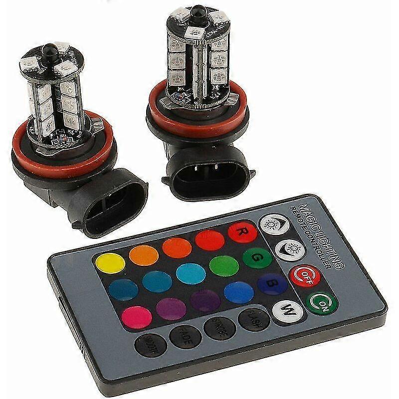 Pack Of 2 H8/h11 Rgb Fog Light Bulbs Multicolor Rgb Led Fog Lights Driving Bulbs Remote Control H8/h11 Replacement Lamp