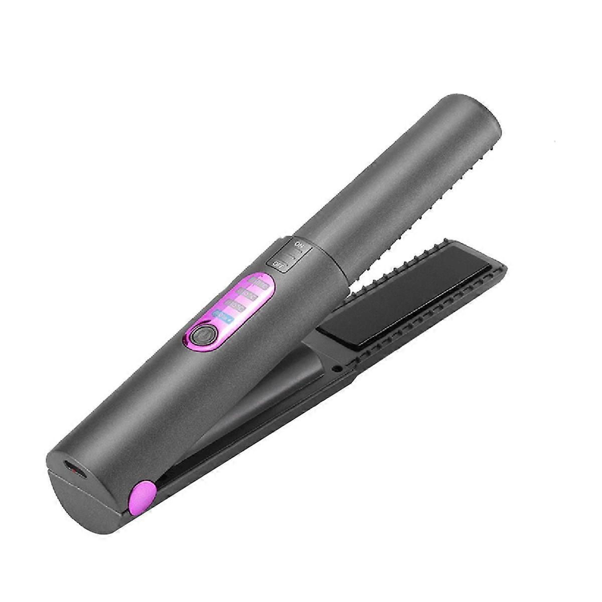 Cordless Hair Straightener, Flat Iron 2 in 1, Portable with USB-C Rechargeable 5000mAh Battery, Ceramic Plate Grey