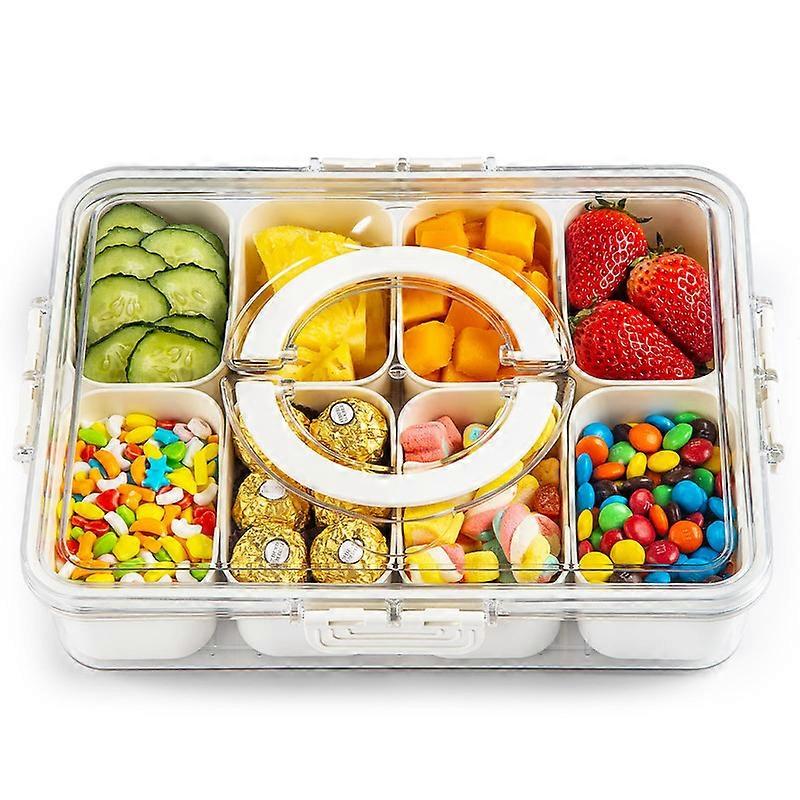 Snackle Box Container,Divided Clear Snack Box Serving Tray with Lid
