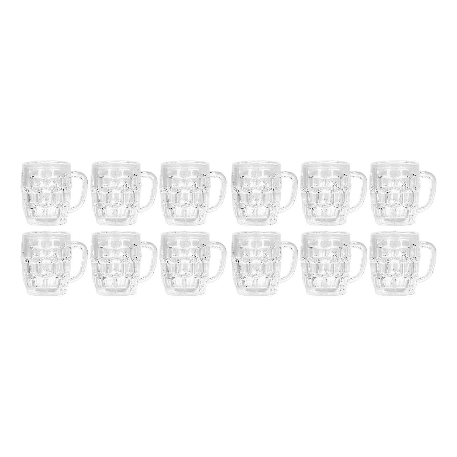 12pcs Miniature Transparent Simulation Beer Mugs Model for Dollhouse Party Picnic