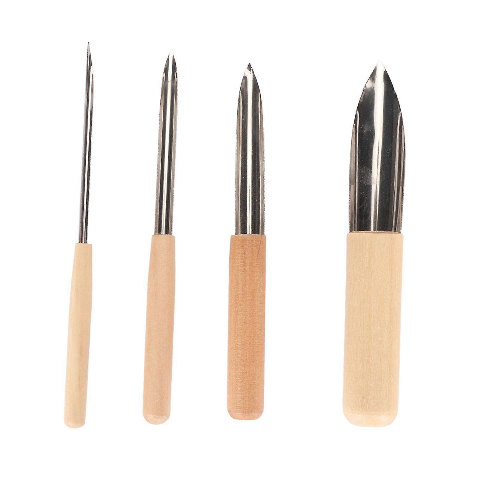 4pcs Carving Tools Leather Edge Skiving Beveler Tool Set Wooden Handle Skiving Beveling Knife for Clay Sculpture