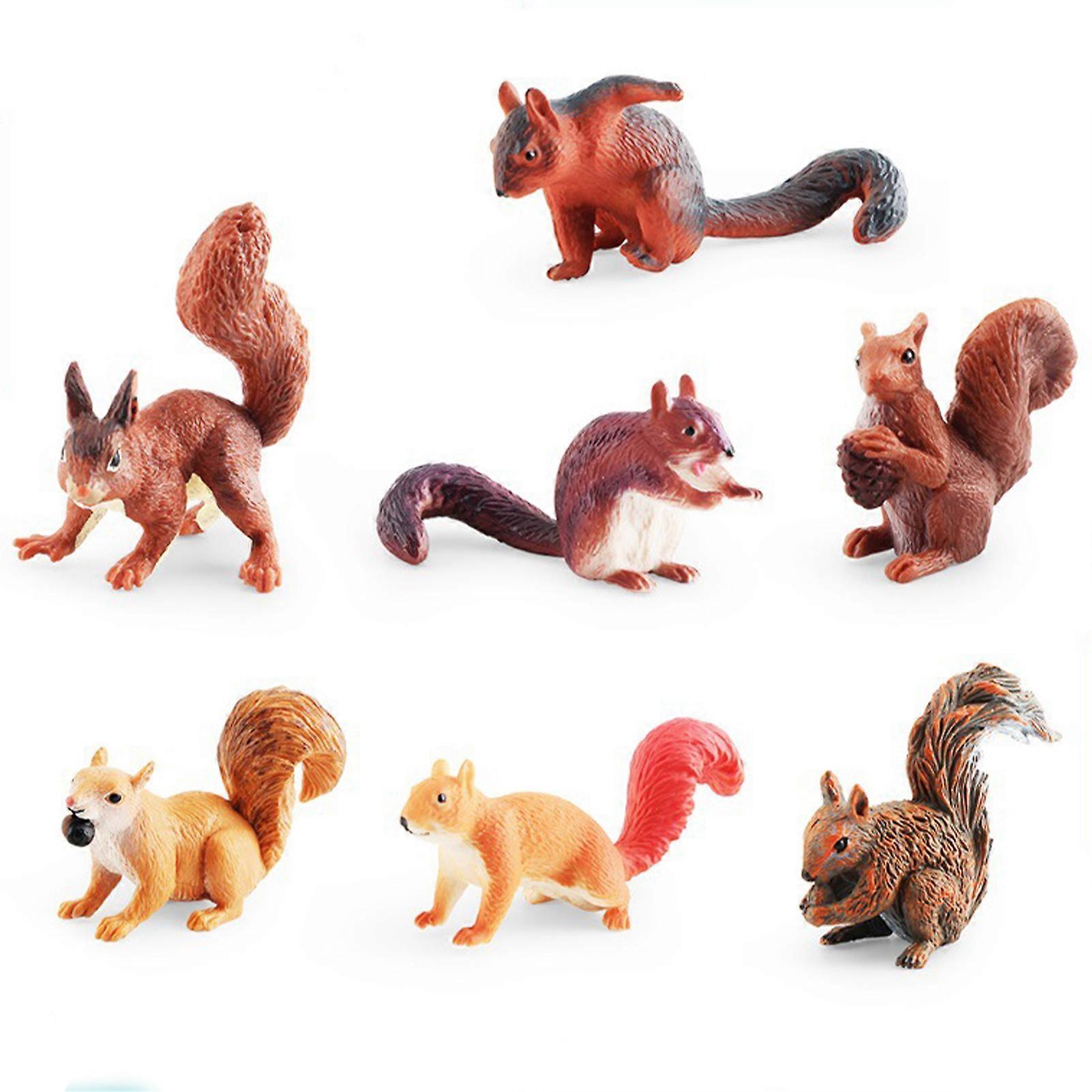 7pcs/set Realistic Squirrels PVC Desktop Ornaments Portable and Lightweight Squirrels Ornaments for Living Room Desktop