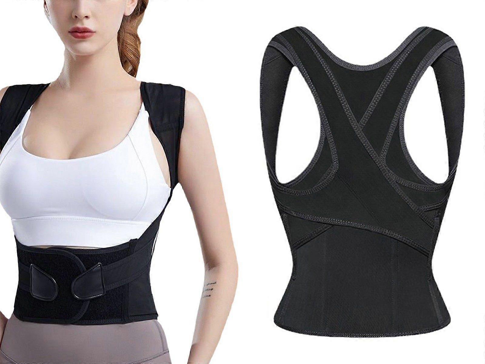 S Adjustable Back Posture Corrector Lumbar Back Support Belt Shoulder Brace