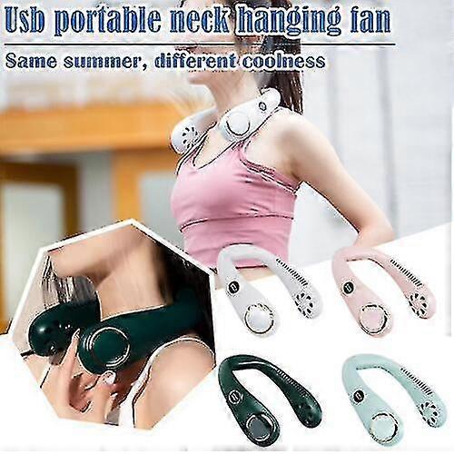 Sl Chang High-quality New Portable Neck Fan Hands-free Leafless Neck Fan A Must-have For Going Out In Summer Usb-rechargeable