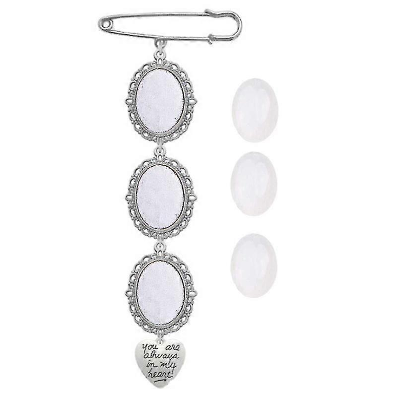 Wedding Bouquet Photo Charm Diy Pin Brooch Making Kit Lacy Frame Charm Oval Picture Frame With Pendant For Holiday Heart