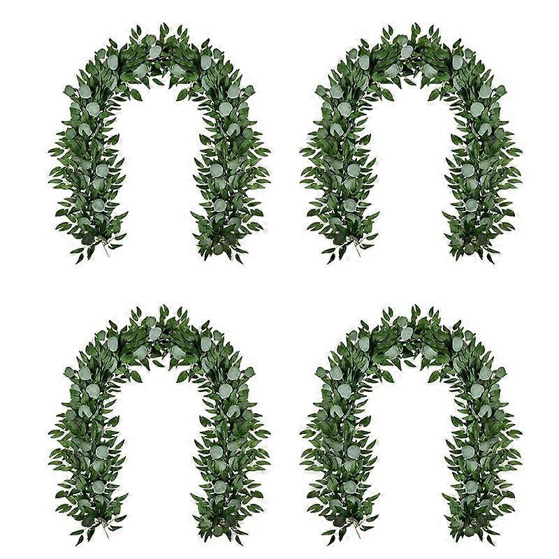 4X Artificial Eucalyptus and Willow Vines Faux Garland Ivy for Wedding Backdrop Arch Wall Decor Tab