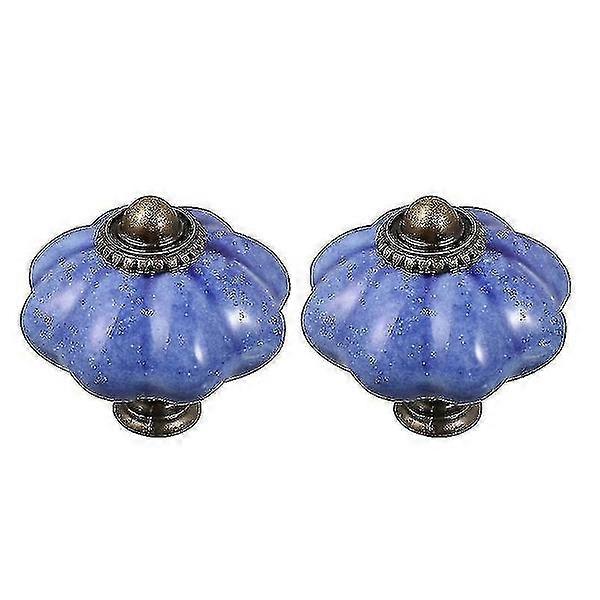 2 Colored Ceramic Drawer Knobs Ethnic Style Cupboard Handle for Home
