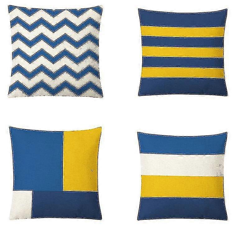 Linen Throw Cushion Covers Square Pillowcase Geometric Patterns Decorative For Sofas Beds Chairs Cushion Cover