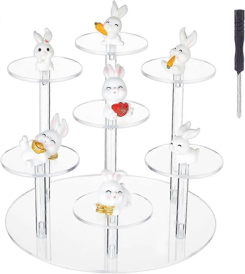 7-Tier Acrylic Display Stand Clear Action Figures Collection Organizer Holder with Screwdriver Perfume Storage Display Risers for Display Dessert Cupc