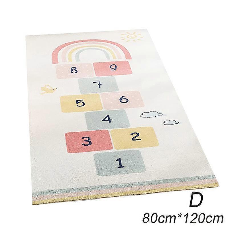 Rainbow Sky Hopscotch Game Tapetes Non-Slip Jumping House Mat Soft Durable Tecido Faux Wool Floor Carpet para quarto