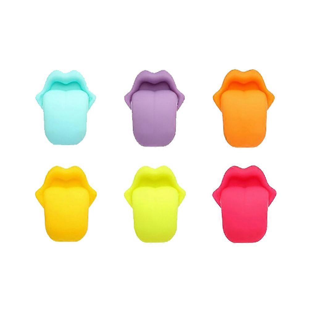 6Pcs Tongue Shape Party Suction Cup Wine Glass Silicone Label Recognizer Marker