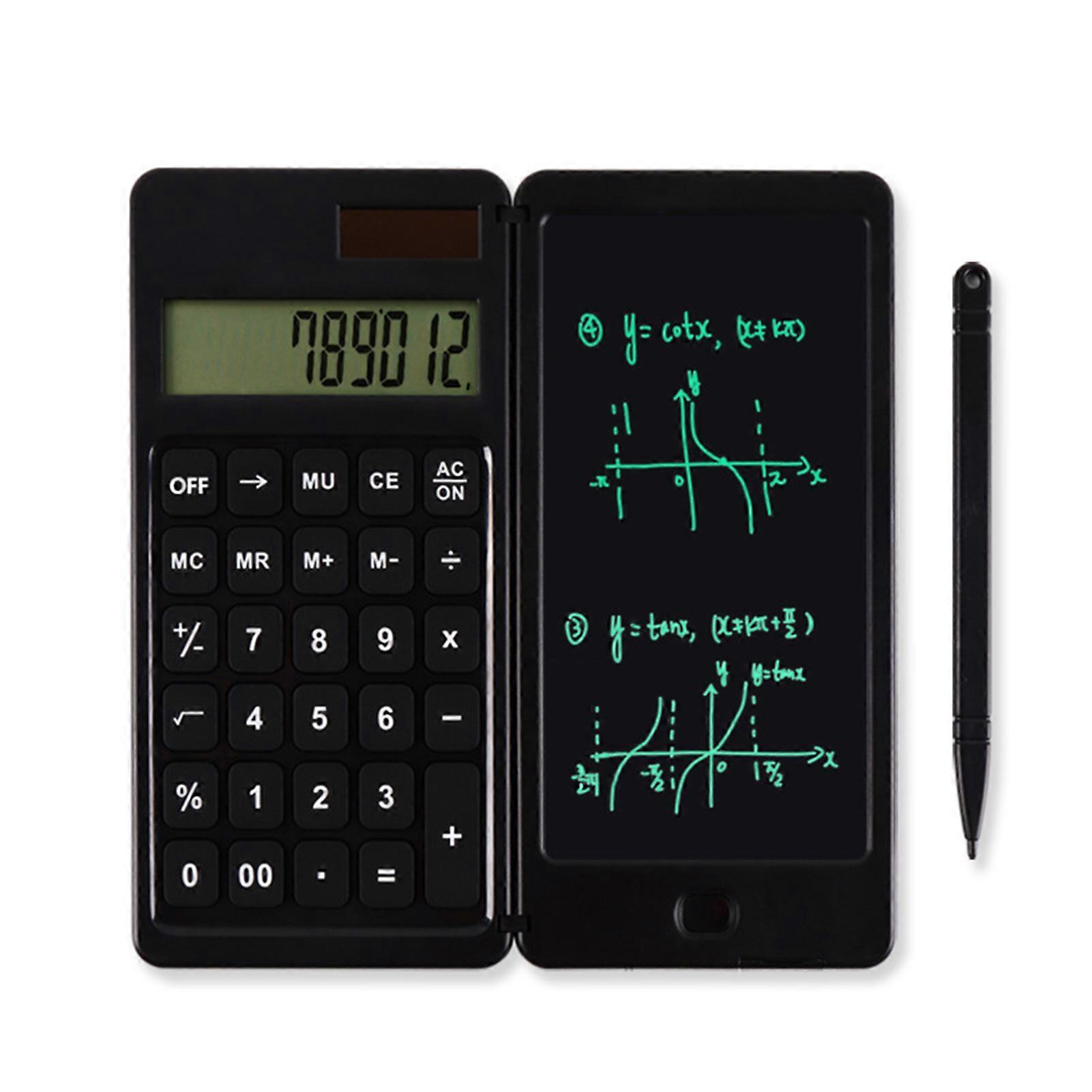 Multifunction Calculator with Erasable Writing Tablet Battery Powered 10 Digits LCD Display Portable Student Desktop Calculator Office School Supplies
