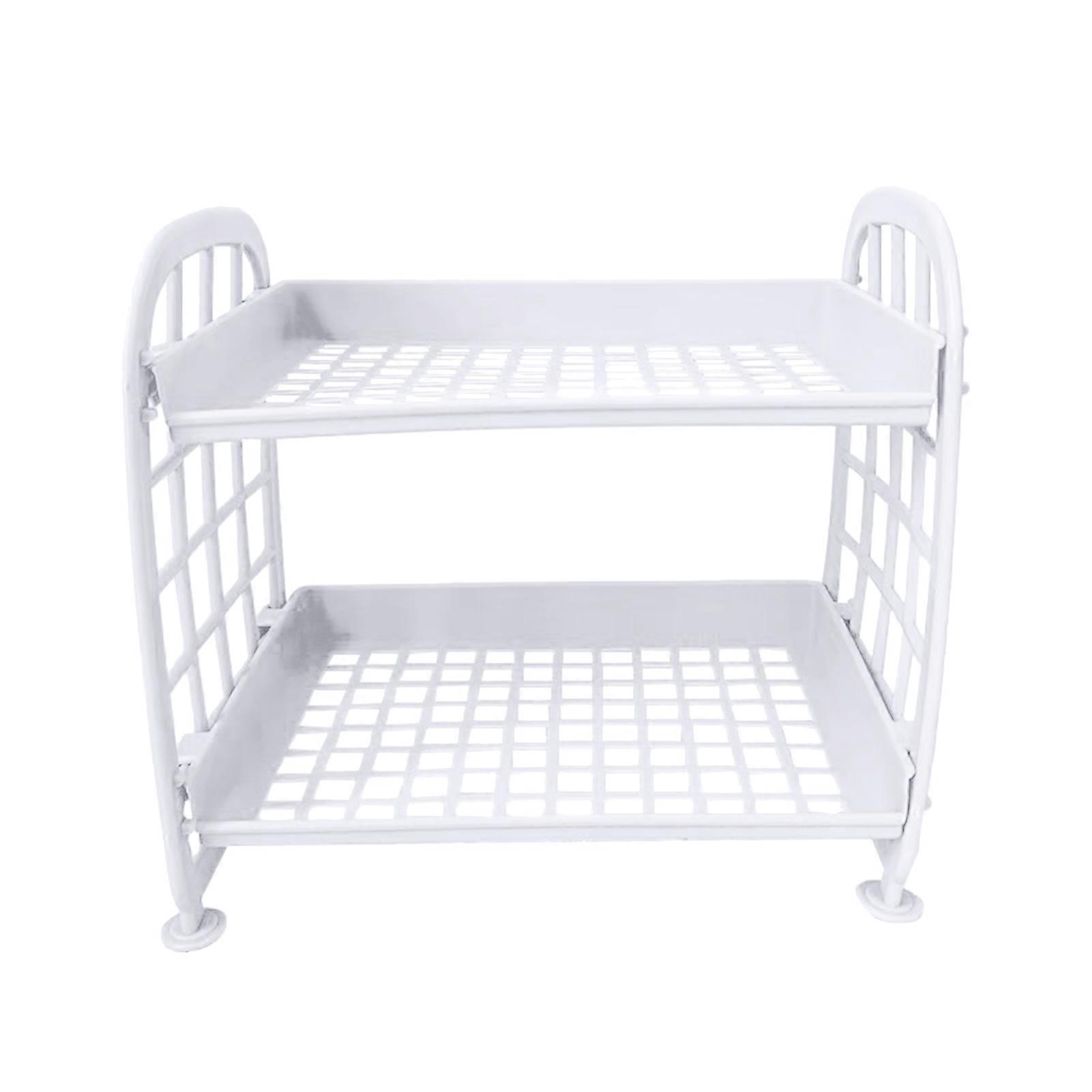 Desktop Organizer Hollow-out Design Double-layer Macaron Color Minimalist Desk Student Dormitory Folding Shelf for Home