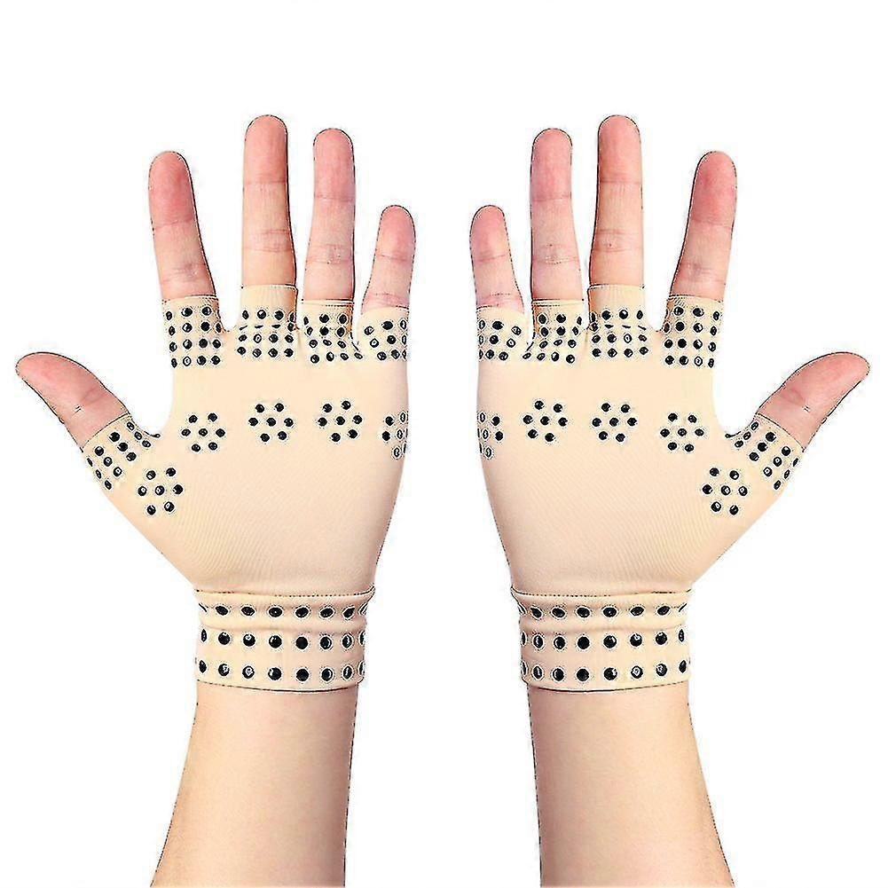 قفازات مضادة لالتهاب المفاصل مع مغناطيس ، علاج ضغط صحي لآلام اليد الروماتويد ، يهدئ اليدين المؤلمتين (ألوان البشرة)