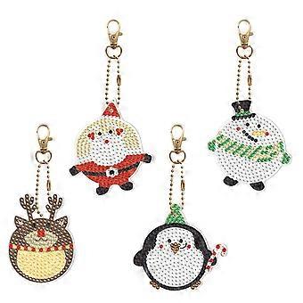 4-Pack Diamond Painted Sleutelhanger Santa Claus