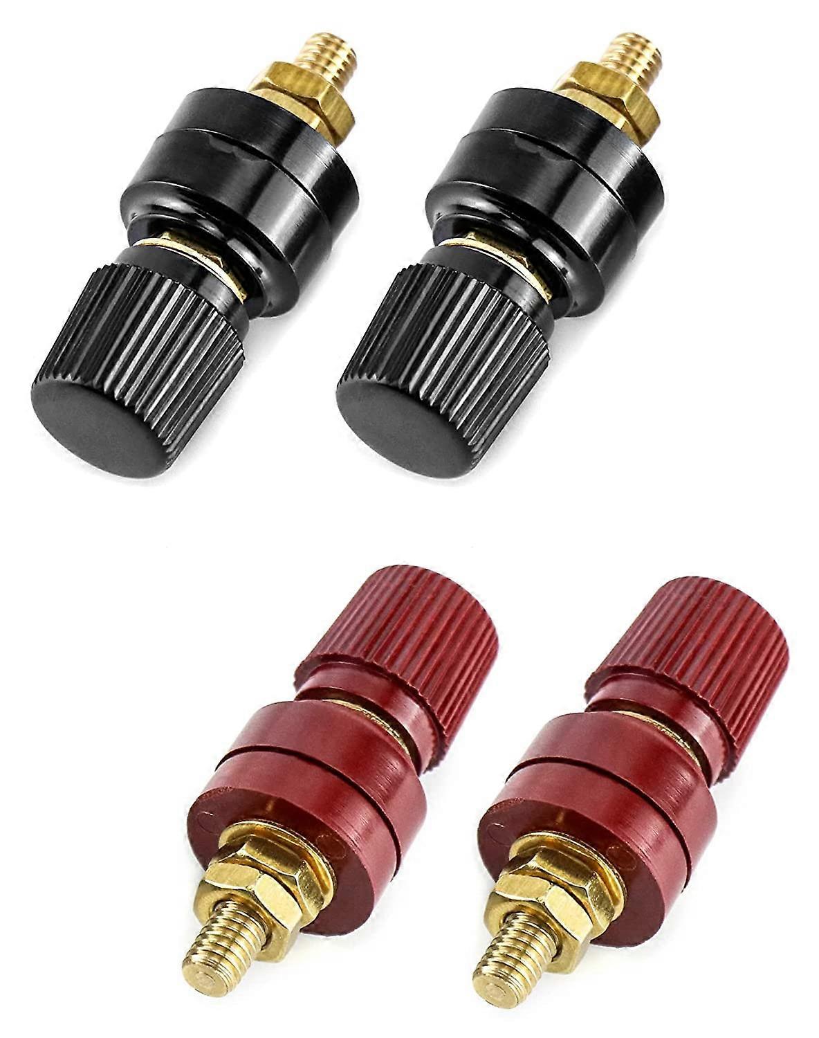 4pcs Binding Pole, Binding Pole M6 Wire, Brass Column Clamp, Red & Black