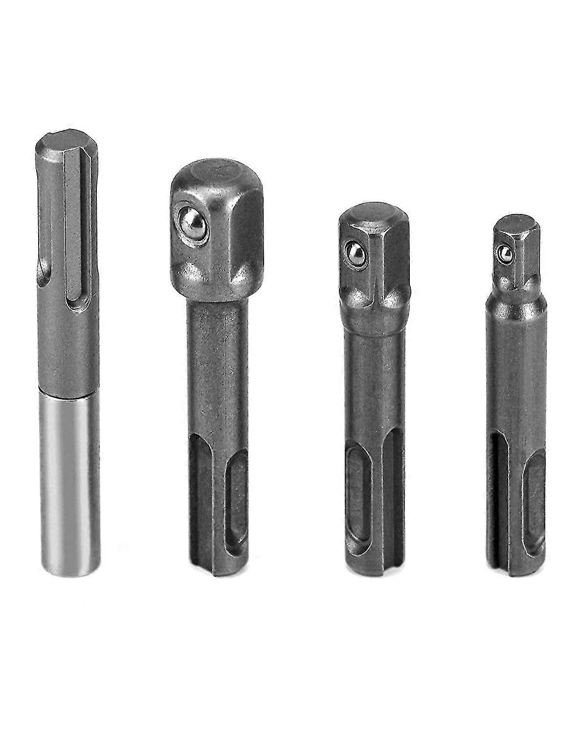 Sds Plus Socket Wrench Adapter Set, 1/4" Hex Adapter + 1/4", 3/8", 1/2" Square Drill Holder Extension