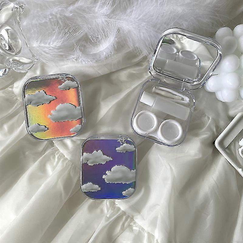 Laser white cloud Eye Lens Case Lens Soak Containers