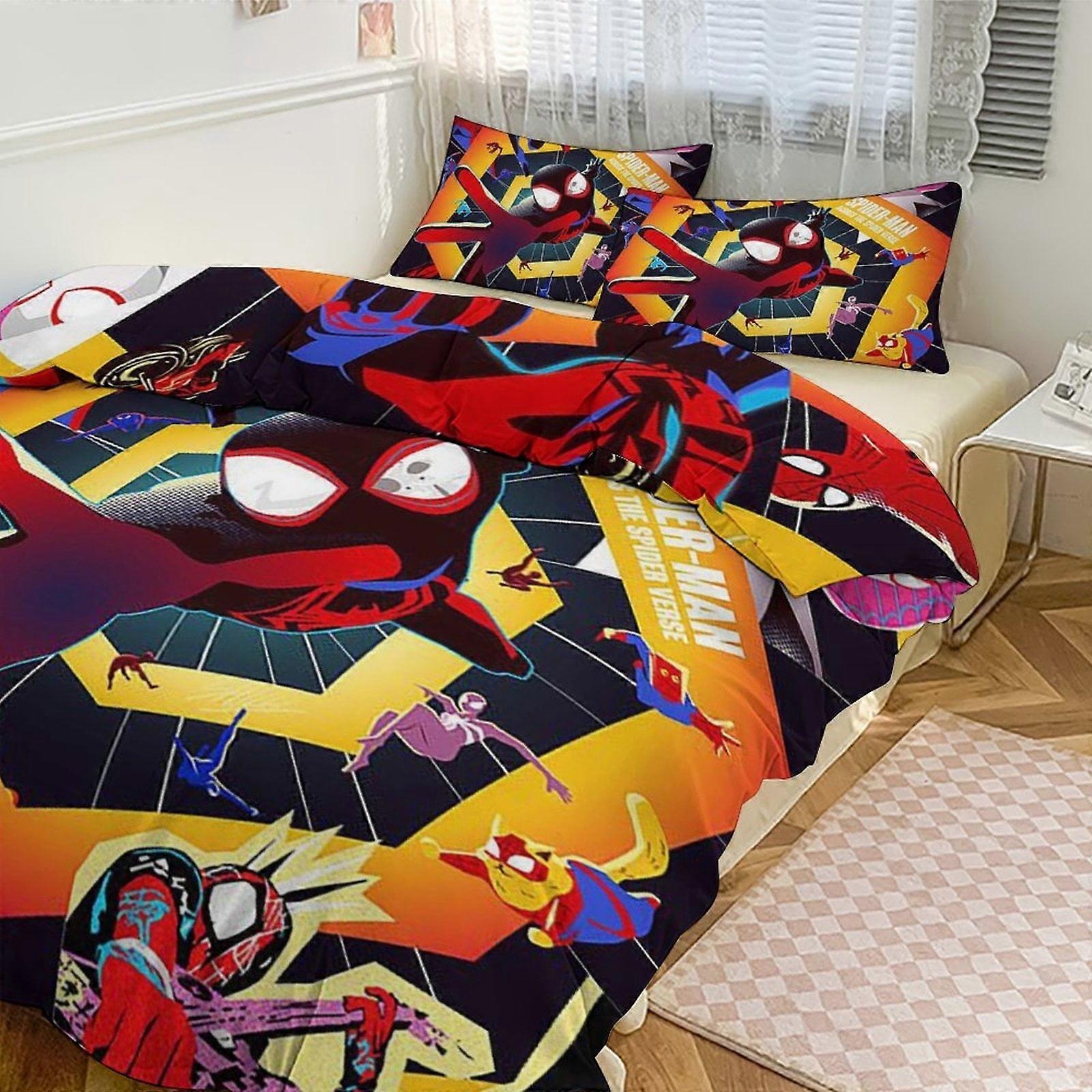 Kt32 Spiderman sengetøj sæt til børn Mænd Kvinder Twin Size 3 stk 1 dynebetræk og 2 pudebetræk-xp Tp32