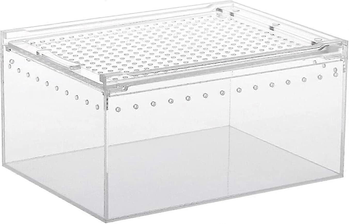 Acrylic Transparent Feeding Box, Sliding Lid Reptile Breeding Box Insect Feeding Box For Spiders, Crickets, Scorpions, Beetles And More - 7.8 X (d-4-)
