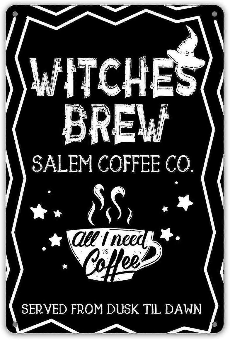 Placa de Metal de Lata de Bruxas Engraçadas Preparam Café de Parede Decoração Bruxa Cozinha 8x12 Polegadas OU 12x16 Polegadas Modo 2753