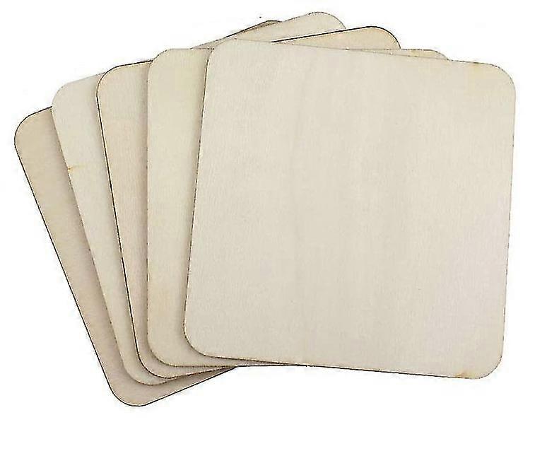 10pcs 10cm Unfinished Blank Wood Square Wood Square Slices Cutouts For Diy Arts Craft Project