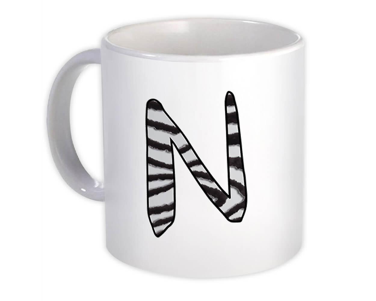 Geschenkbecher: Monogramm Buchstabe N Zebra