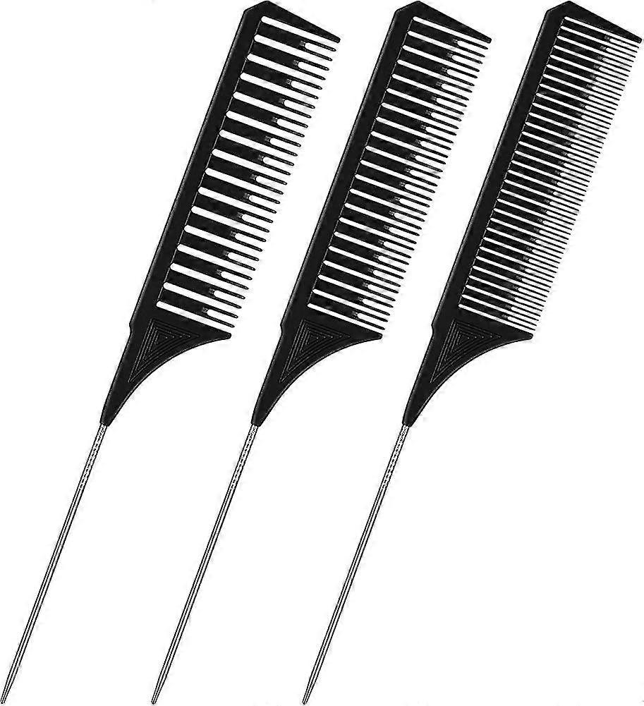 3 Pieces Different Sizes Highlighting Comb Set Weaving Hair Comb Nylon Teasing